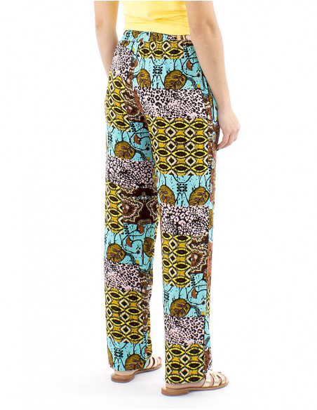 Fluid straight pants afrohemian pattern