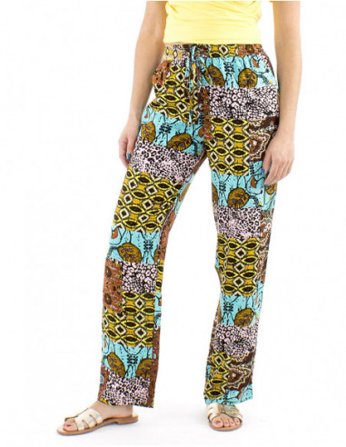 Fluid straight pants afrohemian pattern
