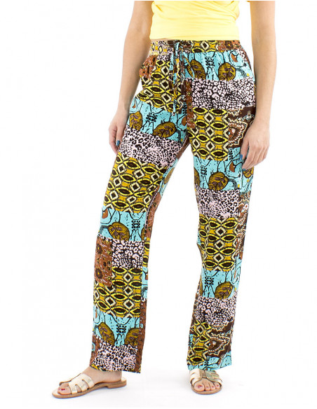 Fluid straight pants afrohemian pattern
