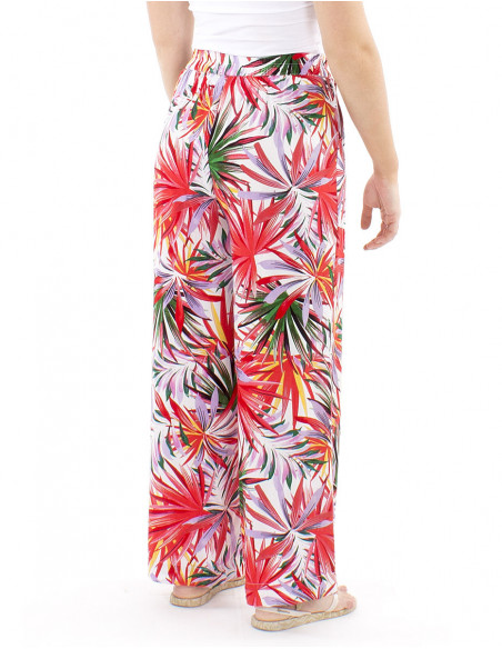 Straight cut fluid pants tropical print