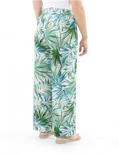 Straight cut fluid pants tropical print