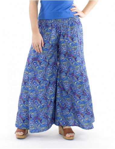 Pantalon extra large motif bohème smock