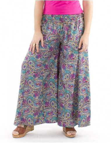 Pantalon extra large motif bohème smock