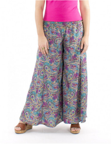 Oversized fluid pants boho pattern smock