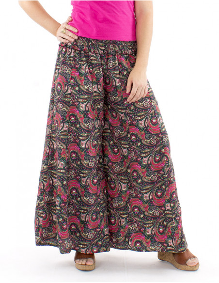 Pantalon extra large motif bohème smock