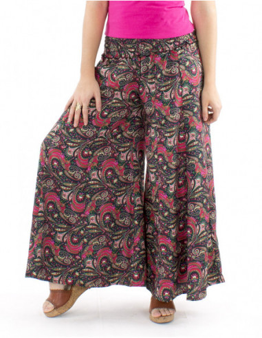 Oversized fluid pants boho pattern smock