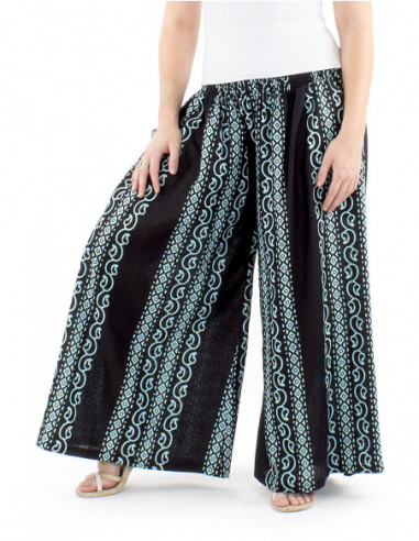 Pantalon coton extra large bleu et noir mode ethnique