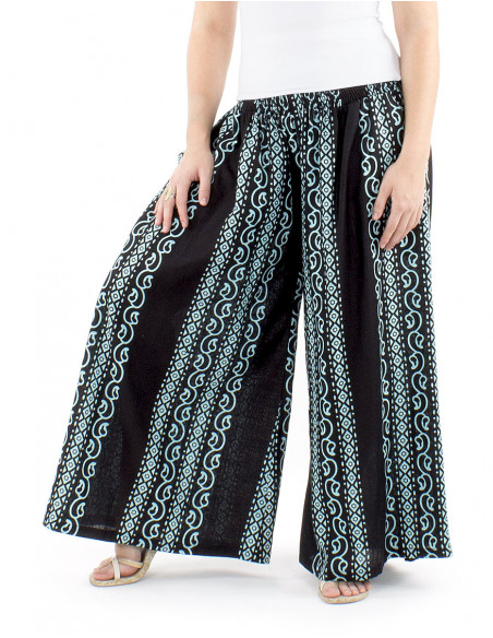 Pantalon coton extra large bleu et noir mode ethnique