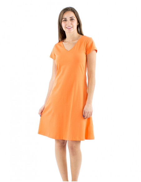 Robe courte évasée manches courtes