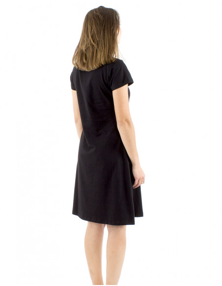 Flared cut short dress short sleeves