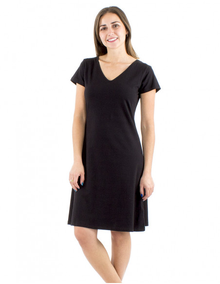 Flared cut short dress short sleeves