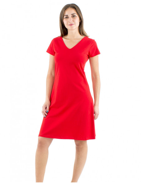Flared cut short dress short sleeves