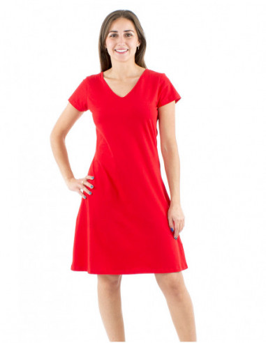Flared cut short dress short sleeves