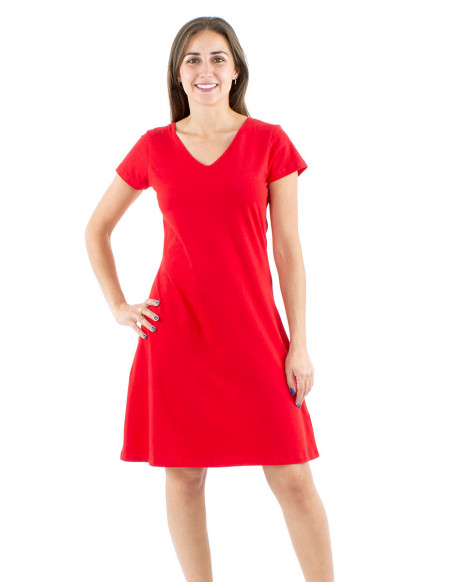 Flared cut short dress short sleeves