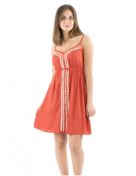 Short dress hand embroideries and straps