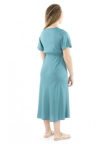 Midi boho flared dress hand embroidered