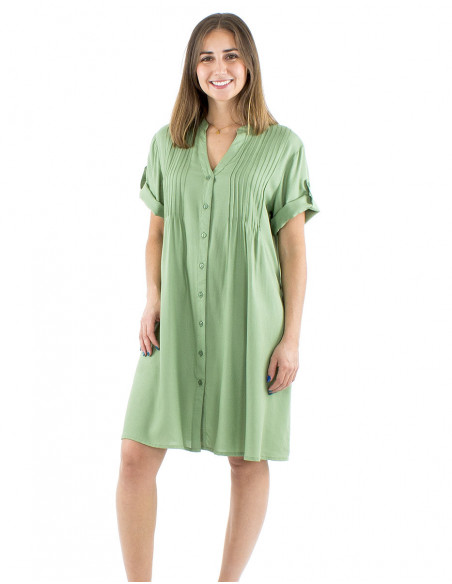 Robe ample fluide boutons et fronces