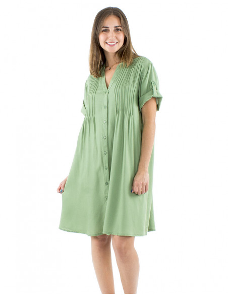 Robe ample fluide boutons et fronces