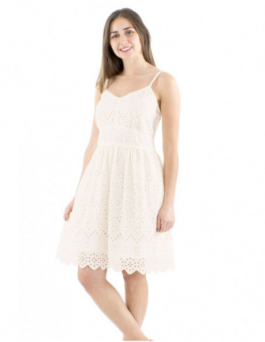 Short cotton dress romantic embroideries