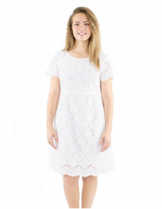 Robe romantique coton brodée col rond 2