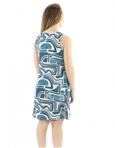 Short fluid dress large cut ethnic print