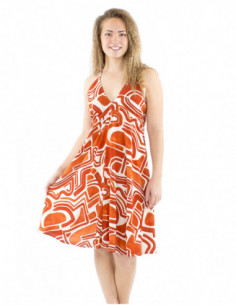 Mini robe col V dos nu motif ethnique