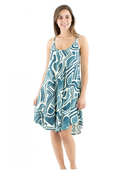 Short dress flared cut afrohemian print