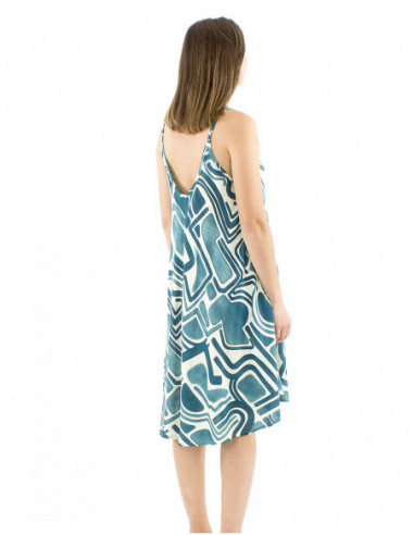 Short dress flared cut afrohemian print
