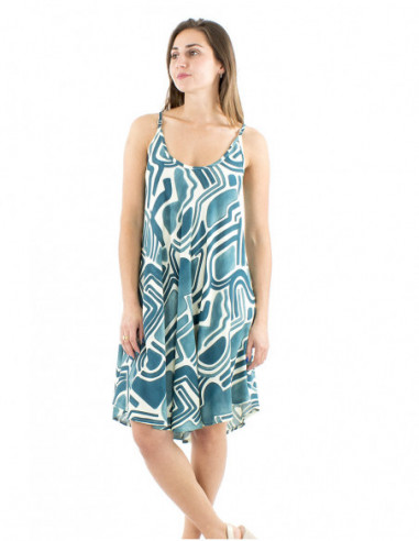 Short dress flared cut afrohemian print