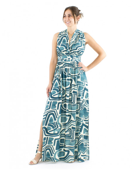 Modular long afrohemian fluid dress