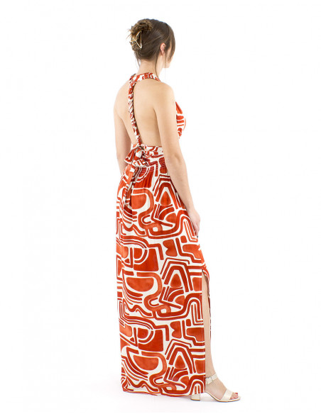 Modular long afrohemian fluid dress