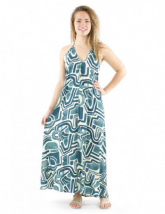 Robe longue dos nu motif style africain