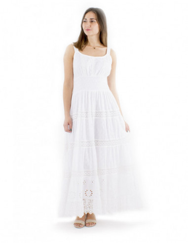 Robe longue coton broderies bohèmes