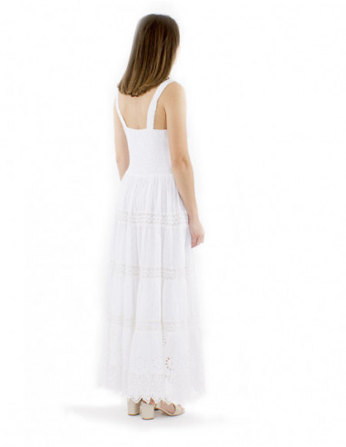 Robe longue d'été coton broderies romantiques