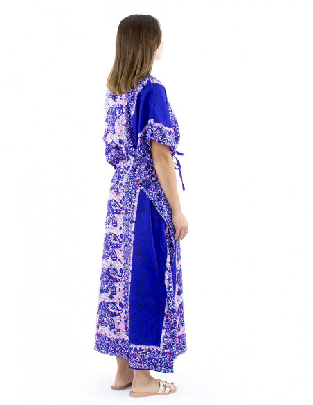 Robe longue kaftan motif éléphant