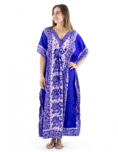 Robe longue kaftan motif éléphant