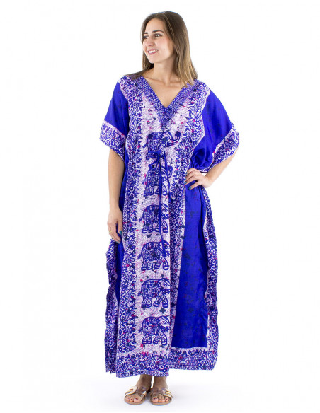 Long kaftan dress elephant pattern