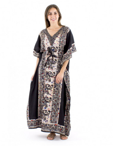Long kaftan dress elephant pattern