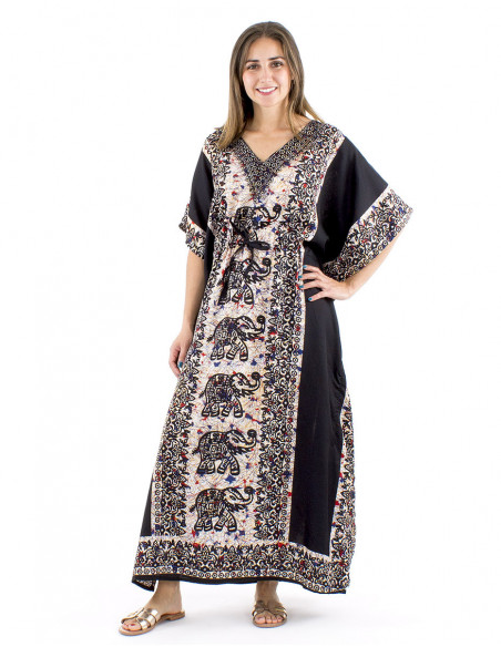 Long kaftan dress elephant pattern