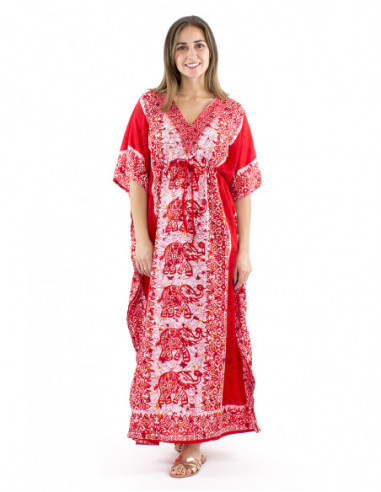 Long kaftan dress elephant pattern
