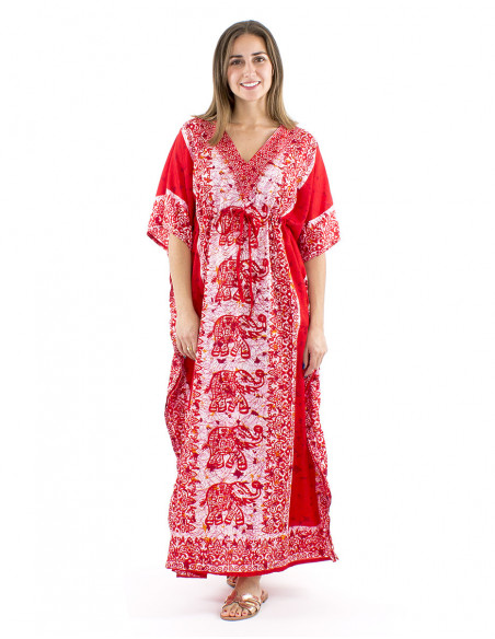 Long kaftan dress elephant pattern