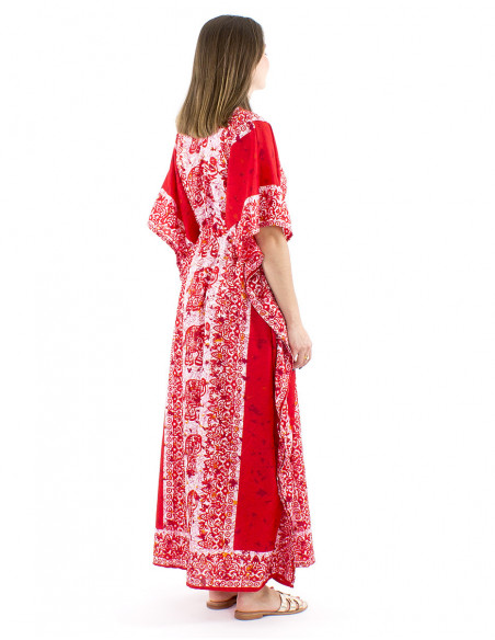 Long kaftan dress elephant pattern