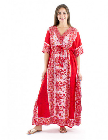 Robe longue kaftan motif éléphant