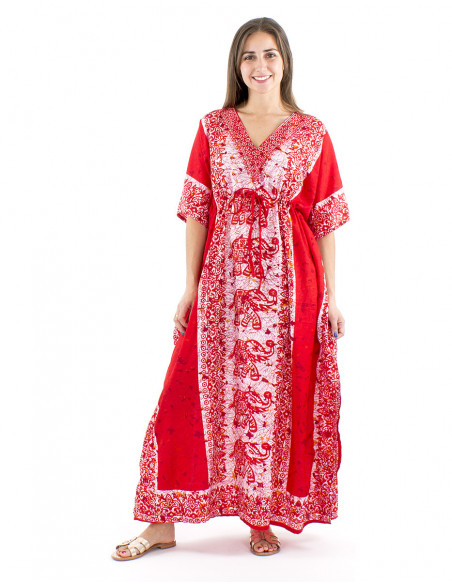 Robe longue kaftan motif éléphant