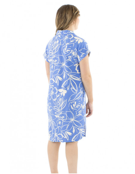 Robe mi-longue boutonnée fleurie