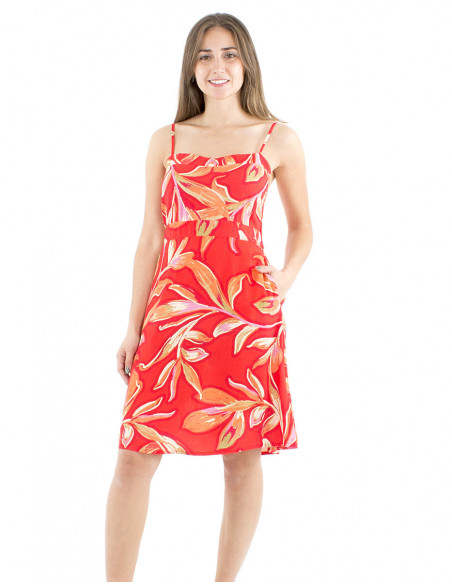 Robe courte à bretelles motif fleuri