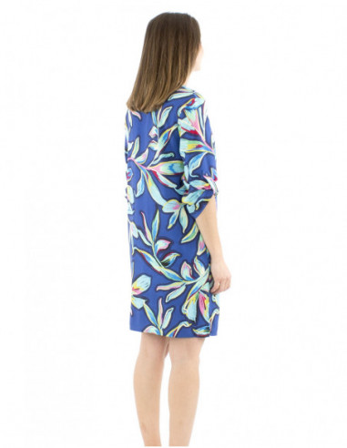 Robe tunique manches 3/4 motif tropical