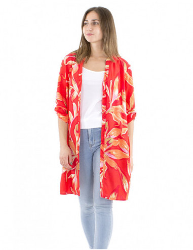 Tunic dress 3/4 sleeves tropical pattern