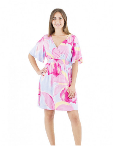 Robe courte motif orchidée pastel