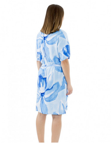 Short dress orchid print and fabric belt